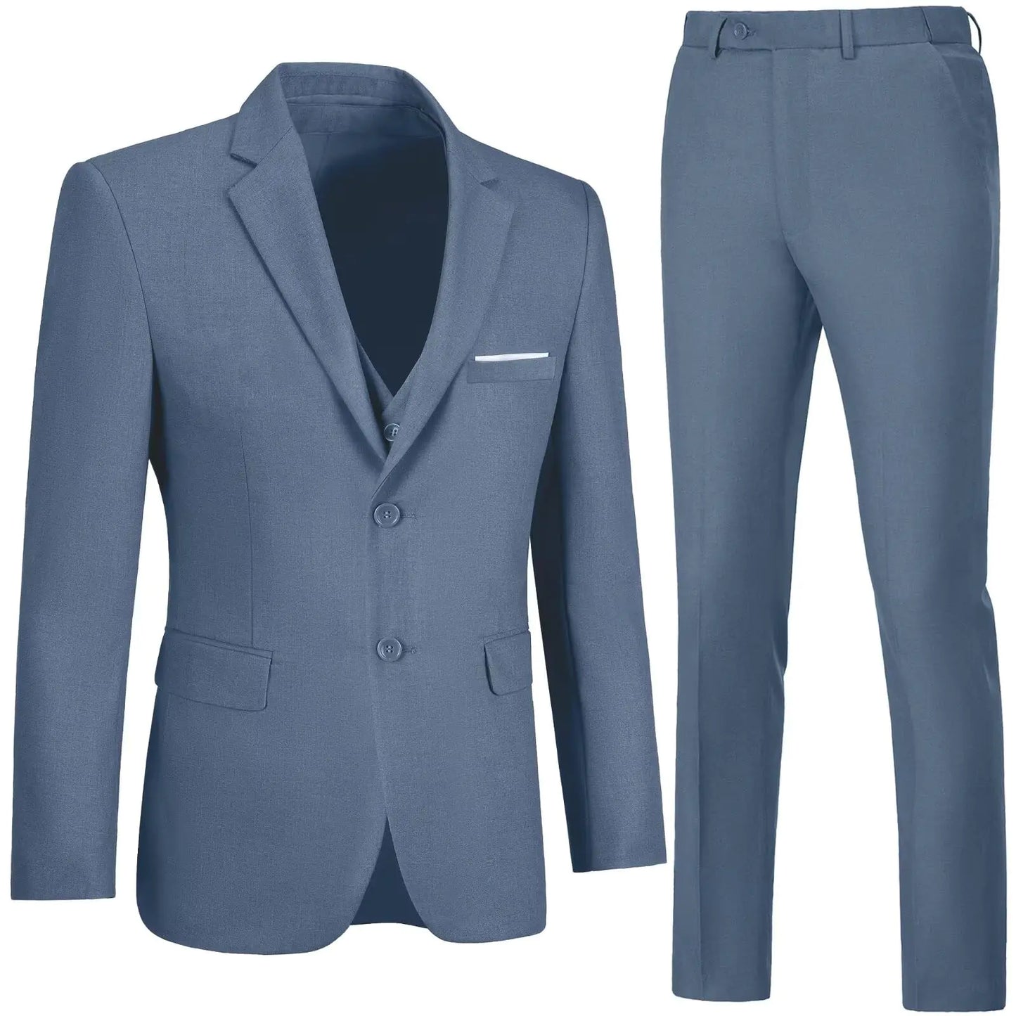 Slim Fit 3-Piece Men's Formal Blue Suit Set
